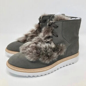 Johnston & Murphy Women’s Suede and Fur Lace-Up Ankle Boot Size 6.5